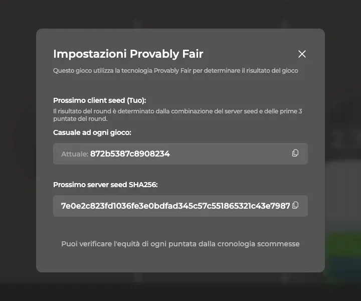 Impostazioni provably fair di Chicken Road 2: seed del server e del client per verificare le partite